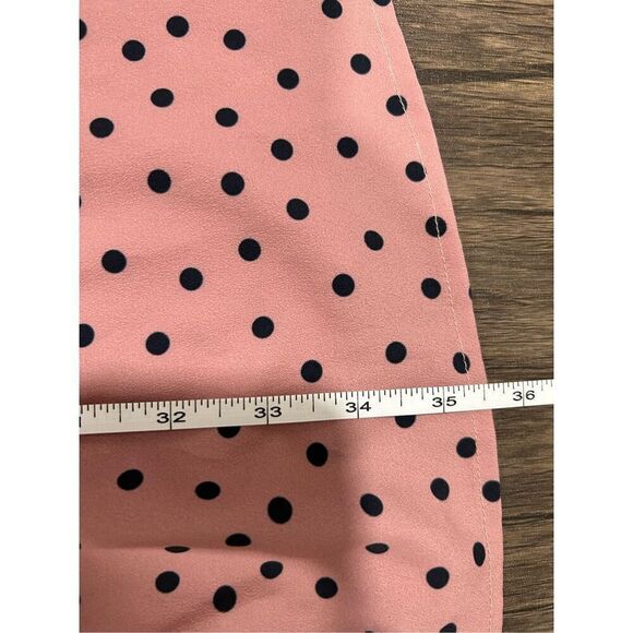 Wayward Fancies Eshakti  Pink Blush V-Neck Pleated Polks Dot Blouse 1XL - Picture 9 of 11